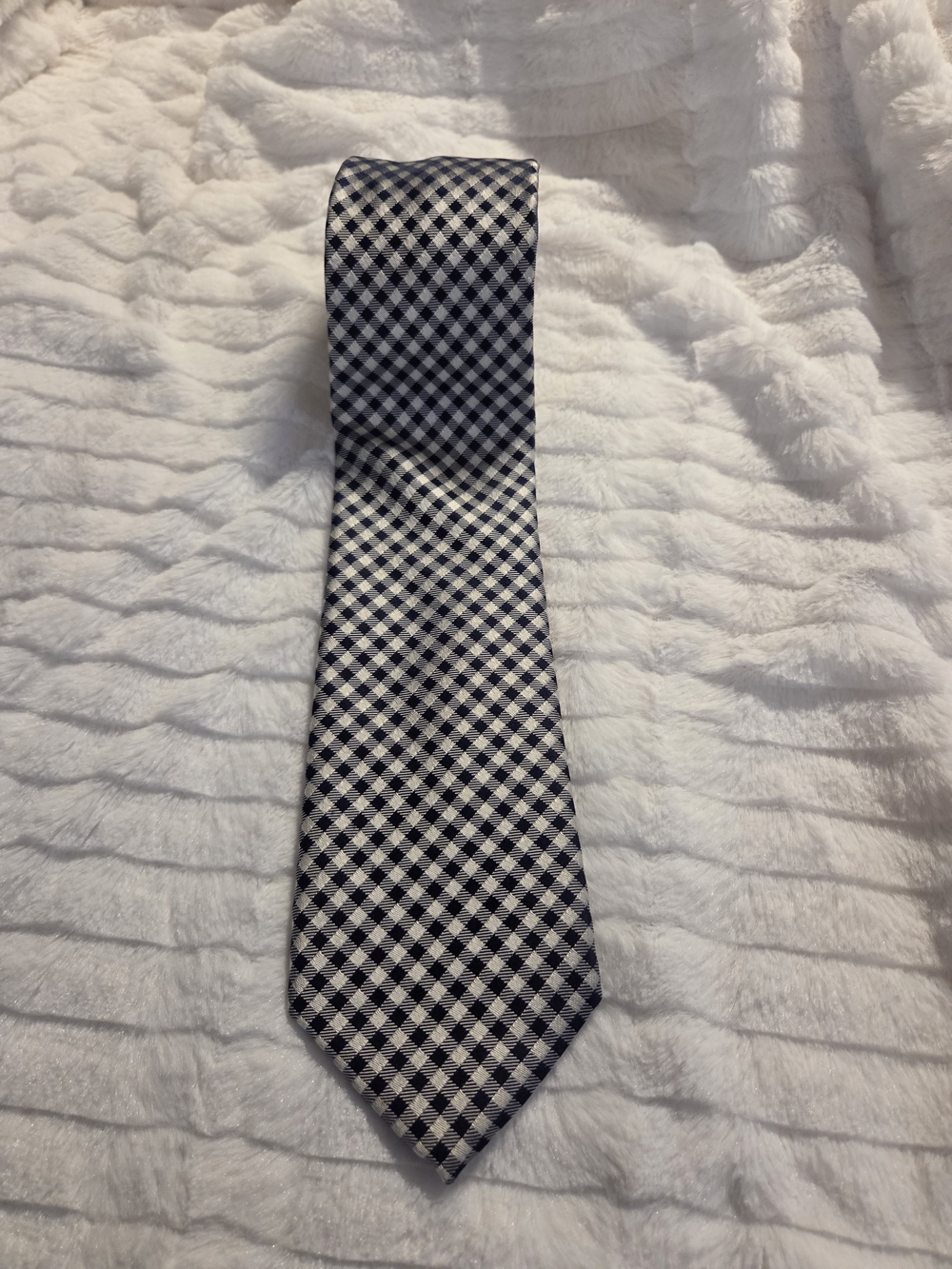 100% Silk Michael Kors Black and White Gingham Tie